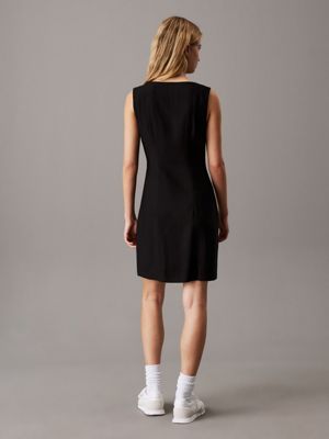 ck black soft crepe button-through dress for women calvin klein jeans