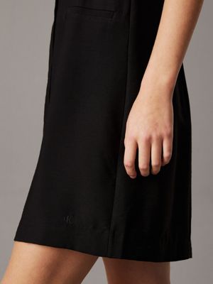 ck black soft crepe button-through dress for women calvin klein jeans