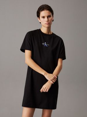 ck black monogram t-shirt dress for women calvin klein jeans