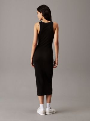 ck black soft knit v-neck midi dress for women calvin klein jeans