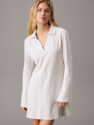 chalk relaxed cotton piqué polo dress for women calvin klein jeans