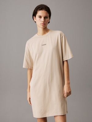 white pepper oversized t-shirt dress for women calvin klein jeans