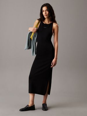 black slim knit racerback maxi dress for women calvin klein jeans