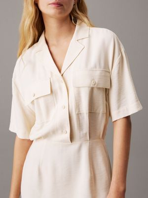 turtledove soft twill utility shirt dress for women calvin klein jeans