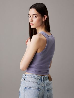 persian violet slim ribbed cotton tank top for women calvin klein jeans