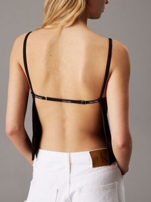 ck black logo tape open back top for women calvin klein jeans