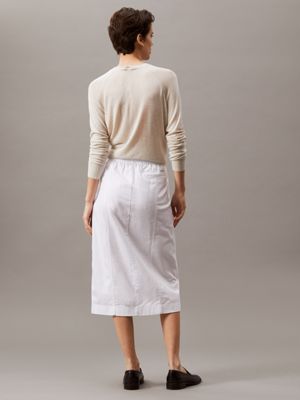 brilliant white cotton linen twill midi skirt for women calvin klein jeans