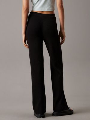 ck black cotton knit pull on trousers for women calvin klein jeans