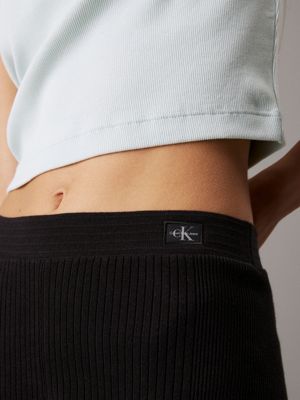 ck black cotton knit pull on trousers for women calvin klein jeans