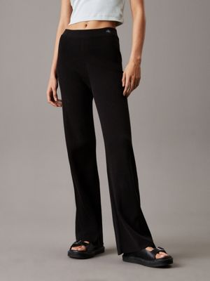 black cotton knit pull on trousers for women calvin klein jeans