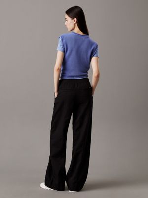 ck black soft cotton linen trousers for women calvin klein jeans