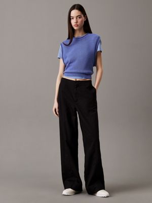 ck black soft cotton linen trousers for women calvin klein jeans