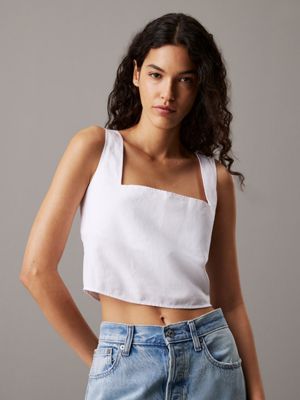 white soft cotton linen twill top for women calvin klein jeans