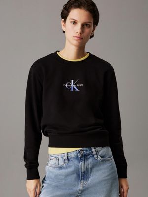 black monogram sweatshirt for women calvin klein jeans