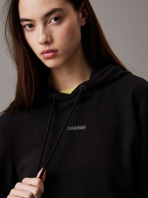 ck black cotton terry logo hoodie for women calvin klein jeans