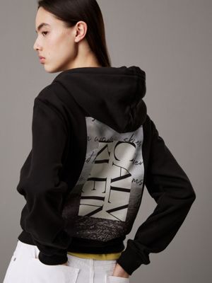 ck black back logo hoodie for women calvin klein jeans