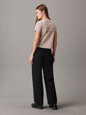 t-shirt relaxed avec imprimé dans le dos goat pour femmes calvin klein jeans