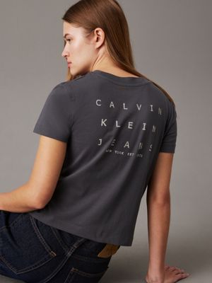 grey relaxed back print t-shirt for women calvin klein jeans