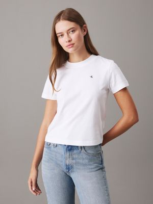 bright white relaxed back print t-shirt for women calvin klein jeans