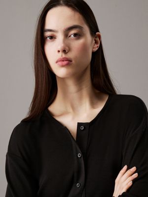 ck black soft ribbed knit cardigan for women calvin klein jeans