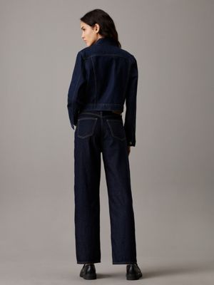 denim rinse high rise barrel jeans for women calvin klein jeans