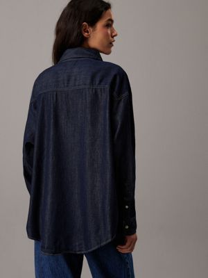 denim rinse oversized denim shirt for women calvin klein jeans