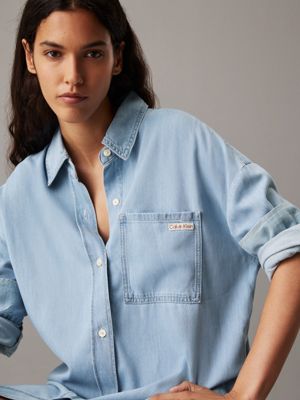 denim medium relaxed denim shirt dress for women calvin klein jeans