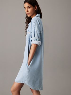 denim medium relaxed denim shirt dress for women calvin klein jeans