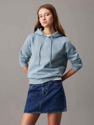 grey polarowa bluza z kapturem i logo dla kobiety - calvin klein jeans