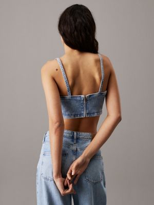 denim light denim bralette top for women calvin klein jeans