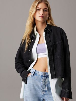 denim cropped denim dad shirt for women calvin klein jeans