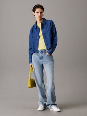 denim medium cropped denim dad shirt for women calvin klein jeans