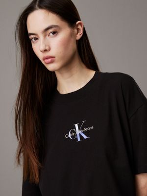 ck black boyfriend monogram t-shirt for women calvin klein jeans