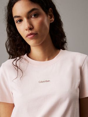 silver peony slim cropped badge t-shirt for women calvin klein jeans