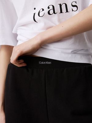 ck black cotton terry jogger shorts for women calvin klein jeans