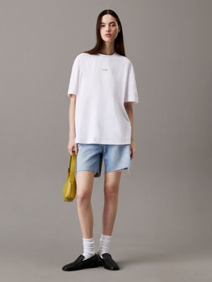 brilliant white boyfriend badge t-shirt for women calvin klein jeans