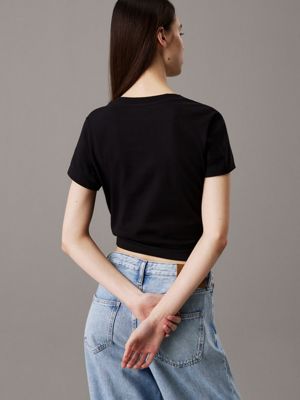 ck black slim logo collar t-shirt for women calvin klein jeans