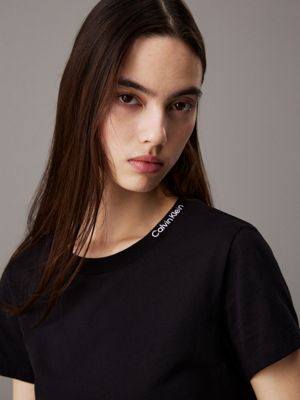 ck black slim logo collar t-shirt for women calvin klein jeans