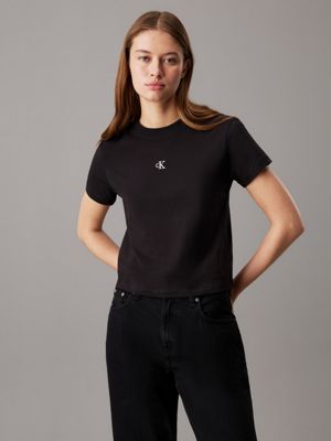 Black calvin klein t shirt womens best sale