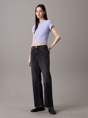 denim black high rise barrel jeans for women calvin klein jeans