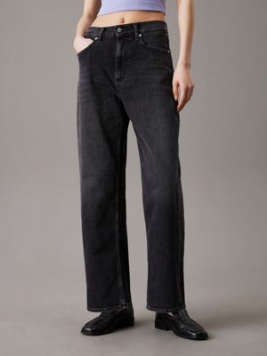 denim high rise barrel jeans for women calvin klein jeans