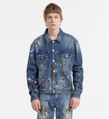 calvin klein paint splatter denim jacket