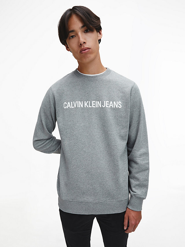 Grey Heather Logo Sweatshirt undefined men Calvin Klein