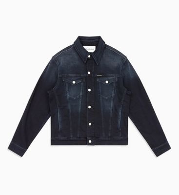 calvin klein black denim jacket mens