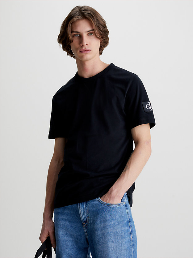 ck black monogram badge t-shirt for men calvin klein jeans