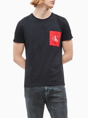 calvin klein black and red t shirt