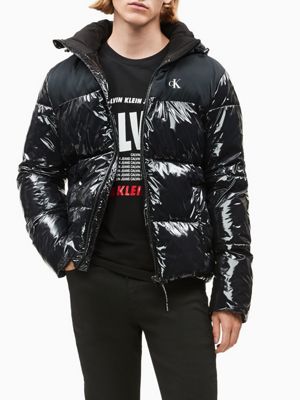 calvin klein black puffer coat