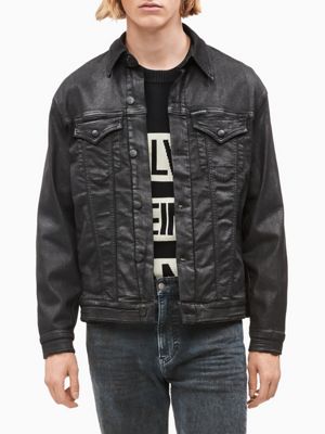 black coated denim jacket