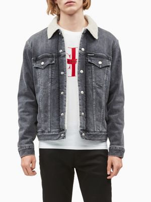 calvin klein black denim jacket mens