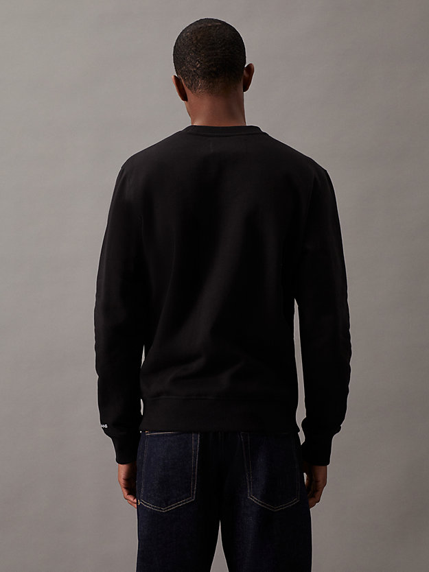 ck black cotton blend fleece sweatshirt for men calvin klein jeans